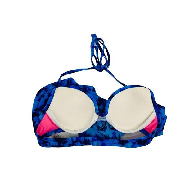 Victoria's Secret PINK Tie Dye Bikini Top Flouncy Neon Embroidery Xsmall - Picture 4 of 8